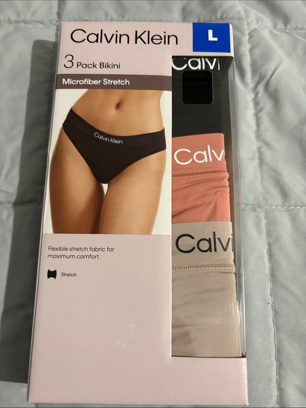 Calvin Klein 3-Pack Microfiber Bikini — Black, Mauve, Khaki